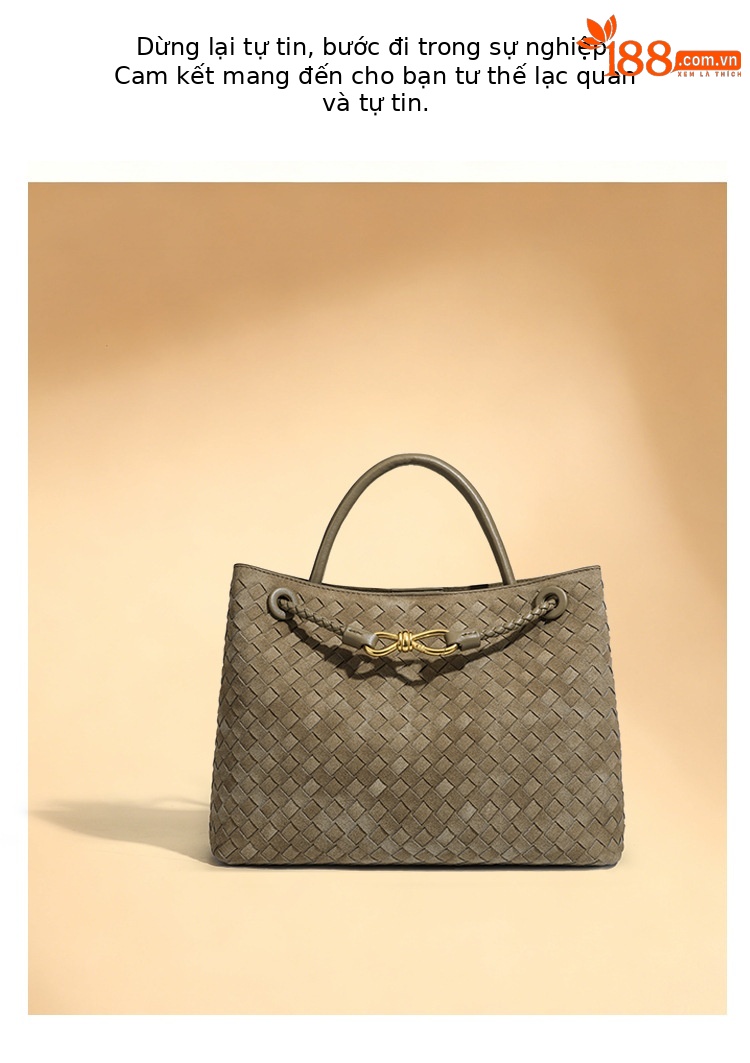 Túi tote satchel da lộn dệt phong cách Châu Âu mùa thu đông, thiết kế retro, đeo vai chéo thời trang chi tiết 4
