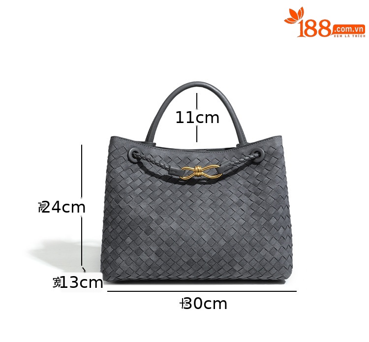 Túi tote satchel da lộn dệt phong cách Châu Âu mùa thu đông, thiết kế retro, đeo vai chéo thời trang chi tiết 12