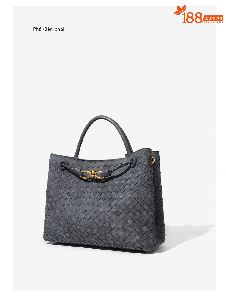 Túi tote satchel da lộn dệt phong cách Châu Âu mùa thu đông, thiết kế retro, đeo vai chéo thời trang chi tiết 18