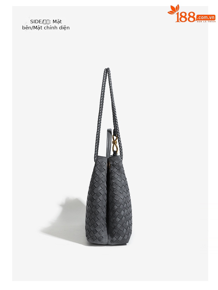 Túi tote satchel da lộn dệt phong cách Châu Âu mùa thu đông, thiết kế retro, đeo vai chéo thời trang chi tiết 19