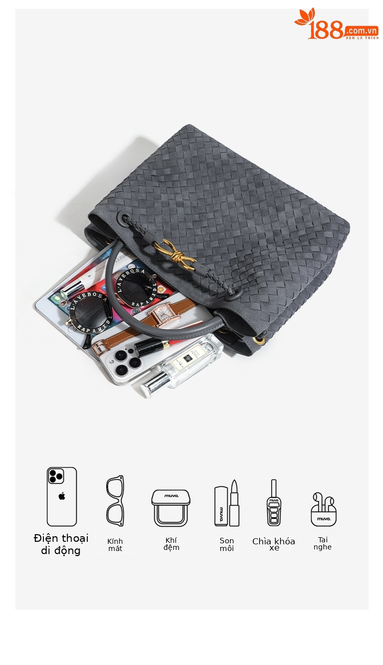 Túi tote satchel da lộn dệt phong cách Châu Âu mùa thu đông, thiết kế retro, đeo vai chéo thời trang chi tiết 15