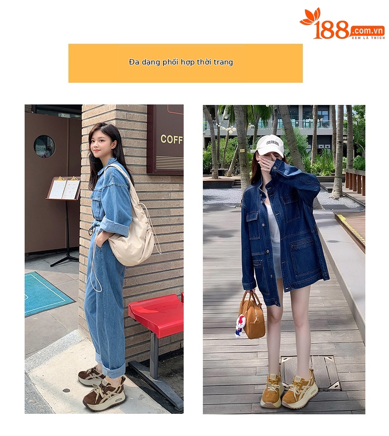 Giày sneaker nữ đế dày tăng chiều cao 7 cm phong cách đa năng mùa thu đông — M2999 li đơn màu vàng, M2999-1 màu vàng nhung, M2999-1 màu nâu cộng nhung, M2999 lớp lót đơn màu nâu chi tiết 6