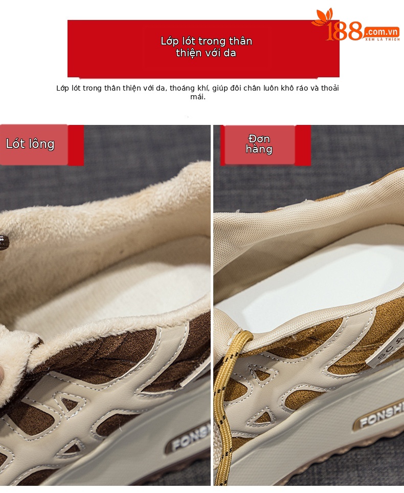 Giày sneaker nữ đế dày tăng chiều cao 7 cm phong cách đa năng mùa thu đông — M2999 li đơn màu vàng, M2999-1 màu vàng nhung, M2999-1 màu nâu cộng nhung, M2999 lớp lót đơn màu nâu chi tiết 8