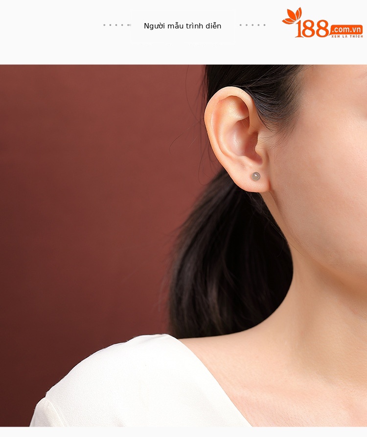 Bông tai bạc S925 mạ vàng đính đá ngọc nước xanh tự nhiên, thiết kế đơn giản khóa an toàn — Một cặp chi tiết 3