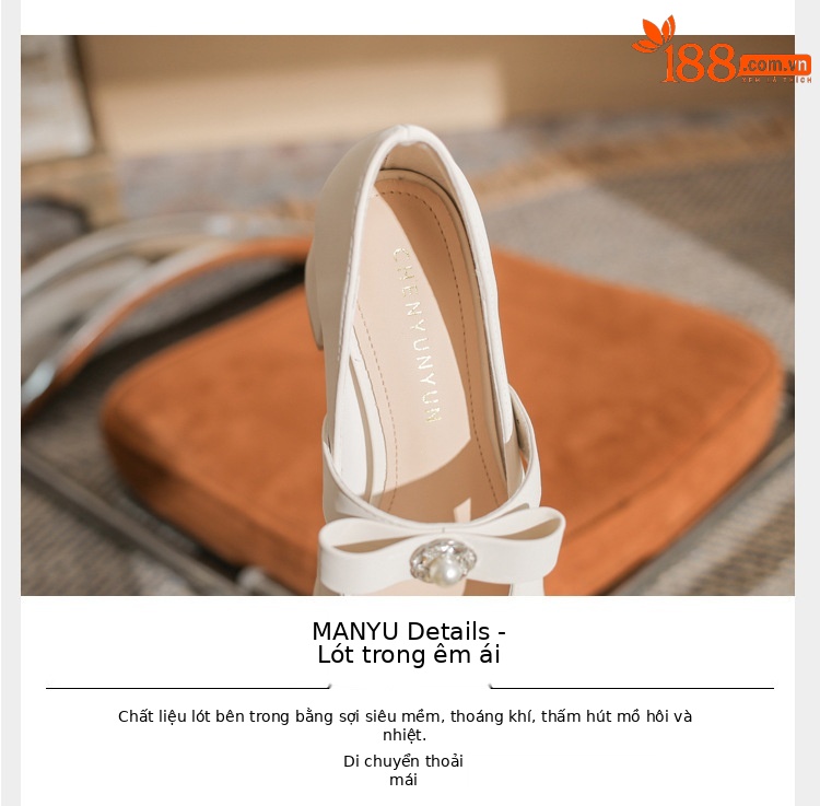 Giày cao gót Mary Jane nữ mũi vuông nhỏ miệng nông gót dày — màu đen chi tiết 4