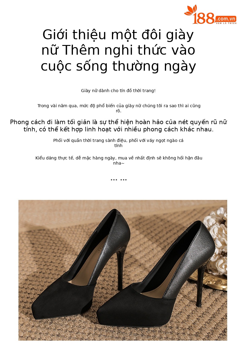 Giày cao gót nữ đế xuồng mũi nhọn gót nhọn da lộn — Cà phê chi tiết 2