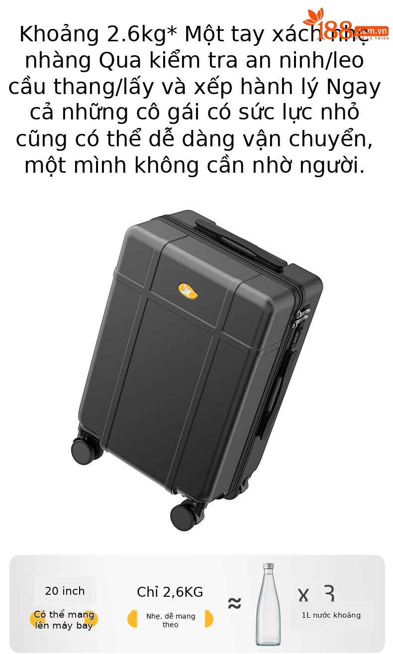 Vali kéo PC cao cấp Mango Bird chống rơi, bóng, có khóa mật mã, bánh xe xoay 360 độ êm ái — màu đen chi tiết 3