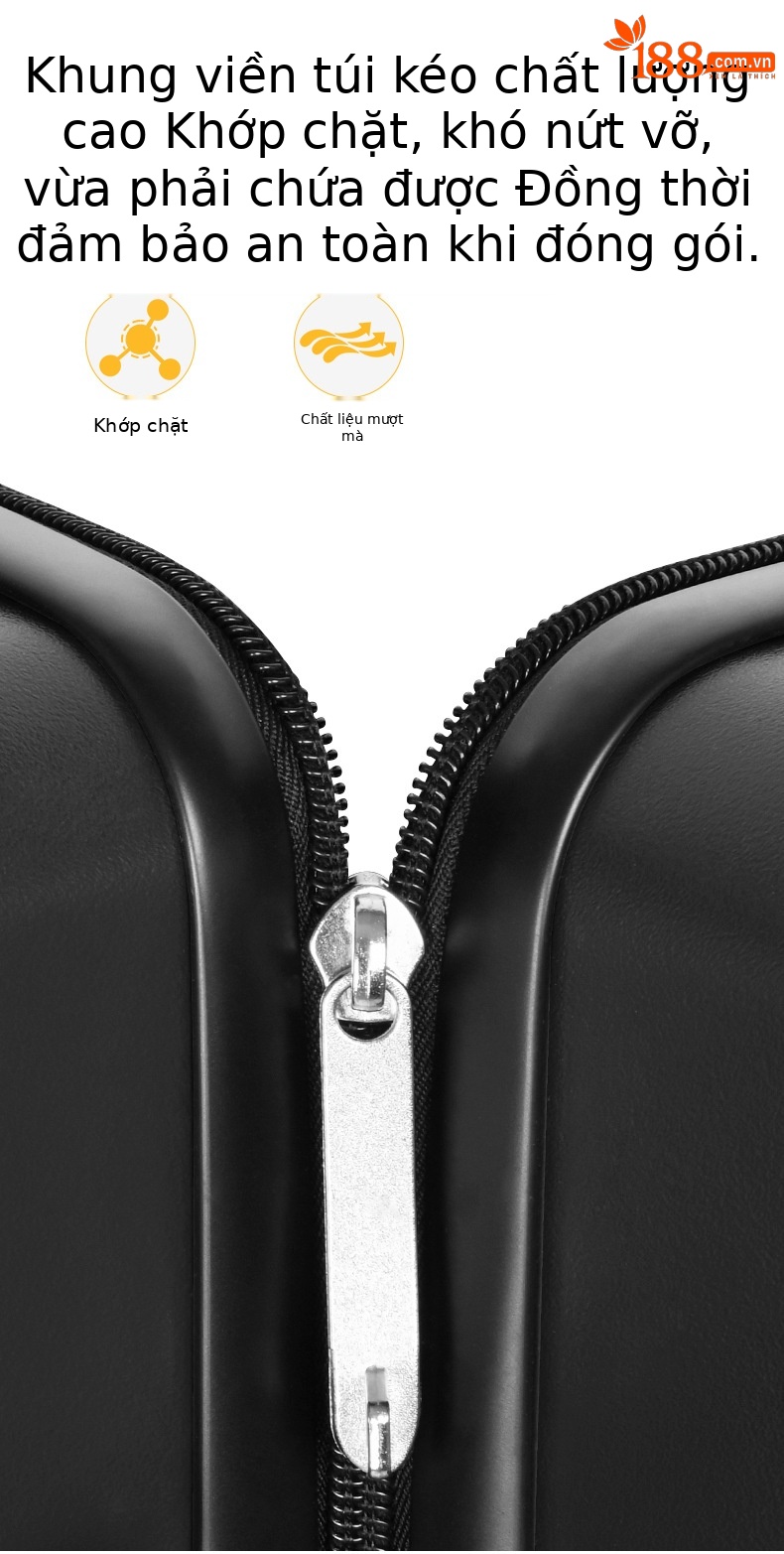 Vali kéo PC cao cấp Mango Bird chống rơi, bóng, có khóa mật mã, bánh xe xoay 360 độ êm ái — màu đen chi tiết 5