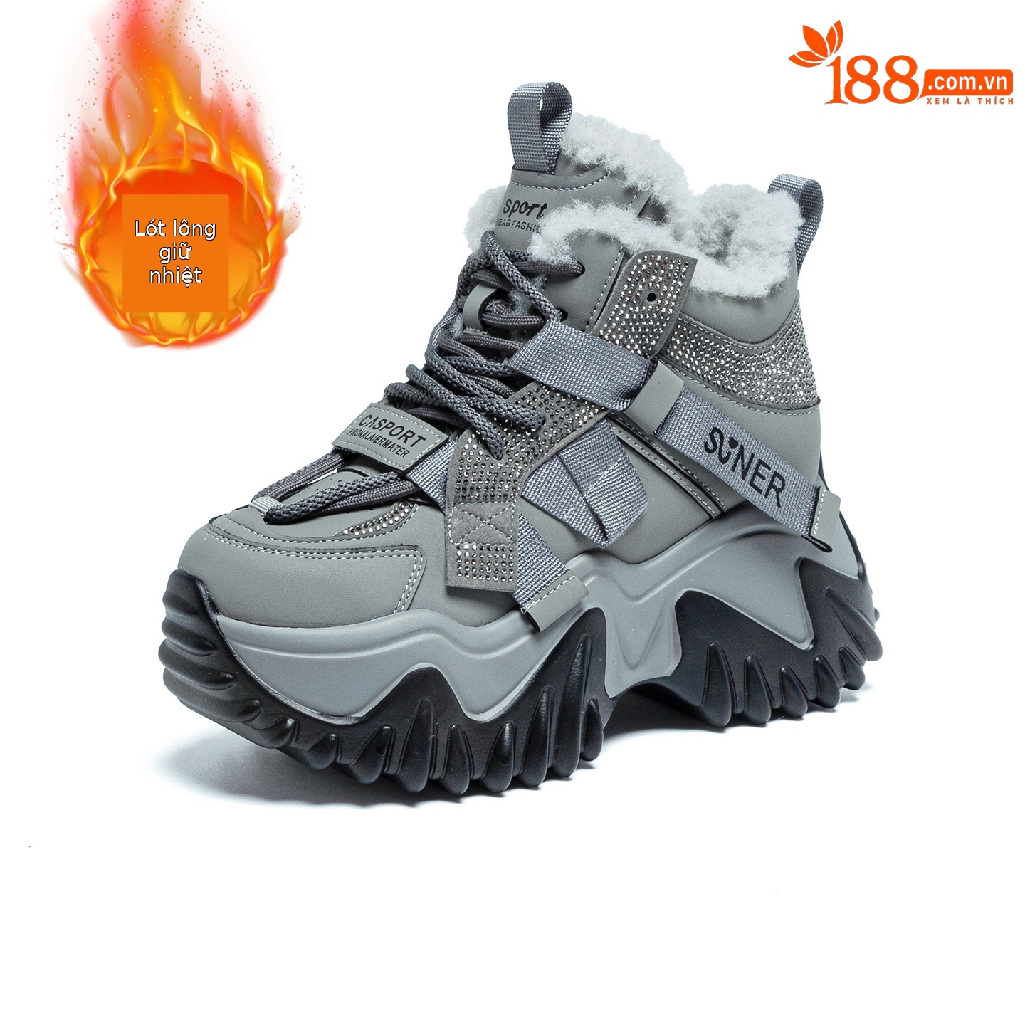 Giày sneaker nữ đế dày phong cách Hàn Quốc, lót lông cừu giữ ấm, tăng chiều cao — M2993 Trắng một lớp, M2993-1 plus nhung xám, M2993 plus trắng nhung, M2993-1 plus nâu nhung