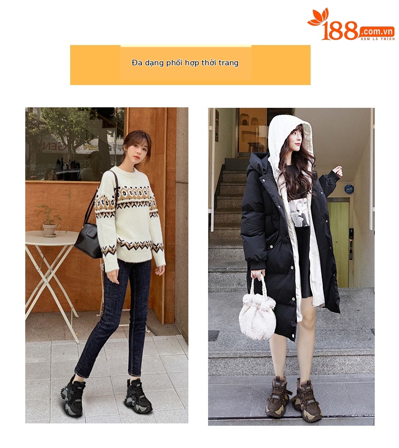 Giày sneaker nữ đế dày phong cách Hàn Quốc, lót lông cừu giữ ấm, tăng chiều cao — M2993 Trắng một lớp, M2993-1 plus nhung xám, M2993 plus trắng nhung, M2993-1 plus nâu nhung chi tiết 6