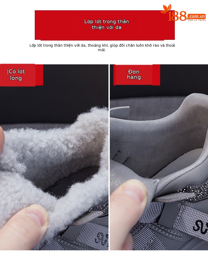 Giày sneaker nữ đế dày phong cách Hàn Quốc, lót lông cừu giữ ấm, tăng chiều cao — M2993 Trắng một lớp, M2993-1 plus nhung xám, M2993 plus trắng nhung, M2993-1 plus nâu nhung chi tiết 8
