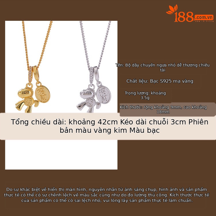 Bộ dây chuyền bạc S925 mặt ngựa kéo may mắn – đồng xu ba chiều phong thủy — Mẫu bạc (bộ dây chuyền) chi tiết 2