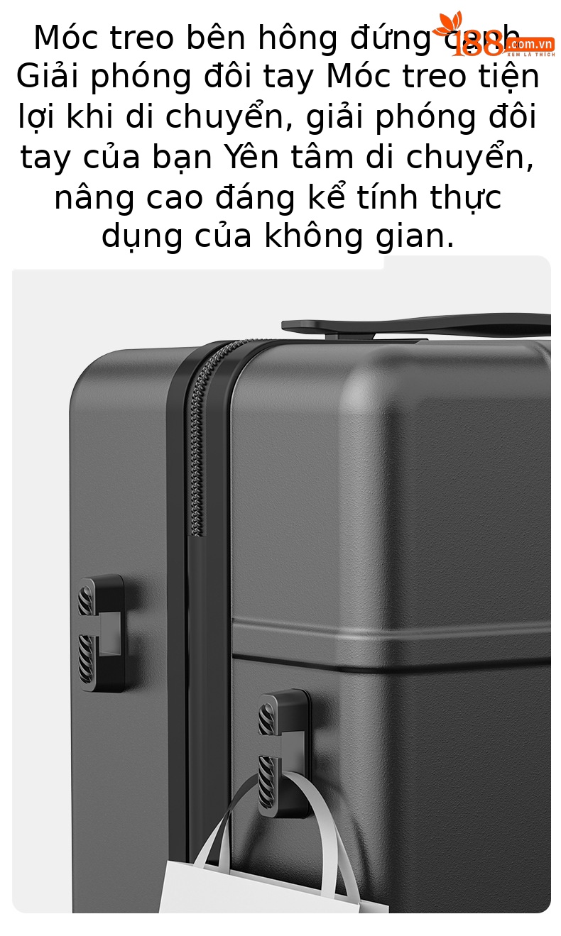 Vali nhựa PC bóng cao cấp Mango Bird chống rơi, bánh xe đa năng, khóa mật mã, size cabin 20 inch — màu đen chi tiết 6
