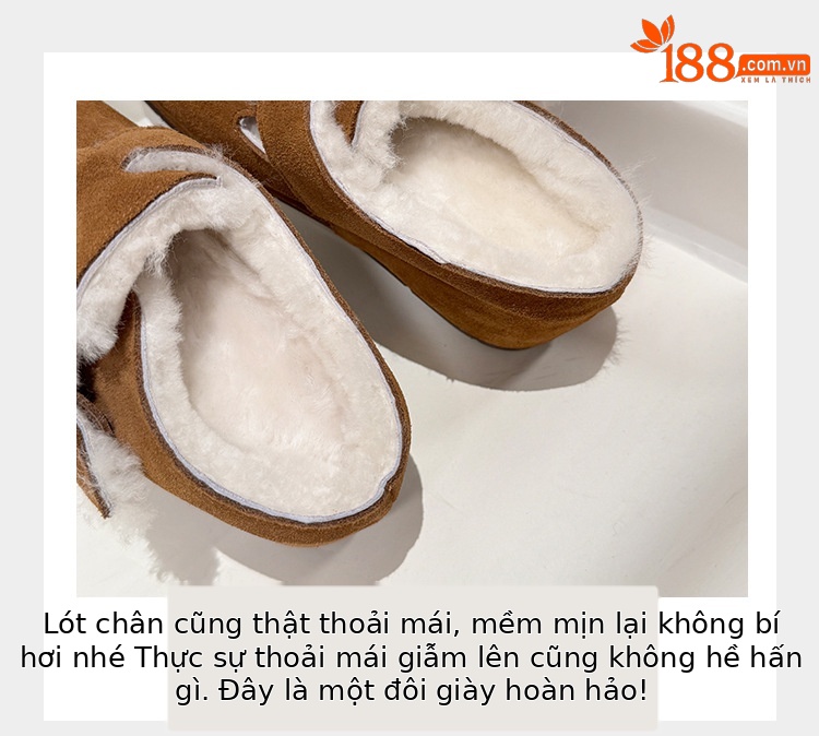 Dép lông Birkenstock da thật nữ đế dày, mũi kín lông cừu, có khóa thắt lưng, tăng chiều cao bên trong — cà phê nâu chi tiết 5