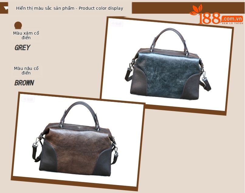 Túi đeo chéo nữ da bò thật dung tích lớn 34×12.5×25 cm — màu xám cổ điển chi tiết 11
