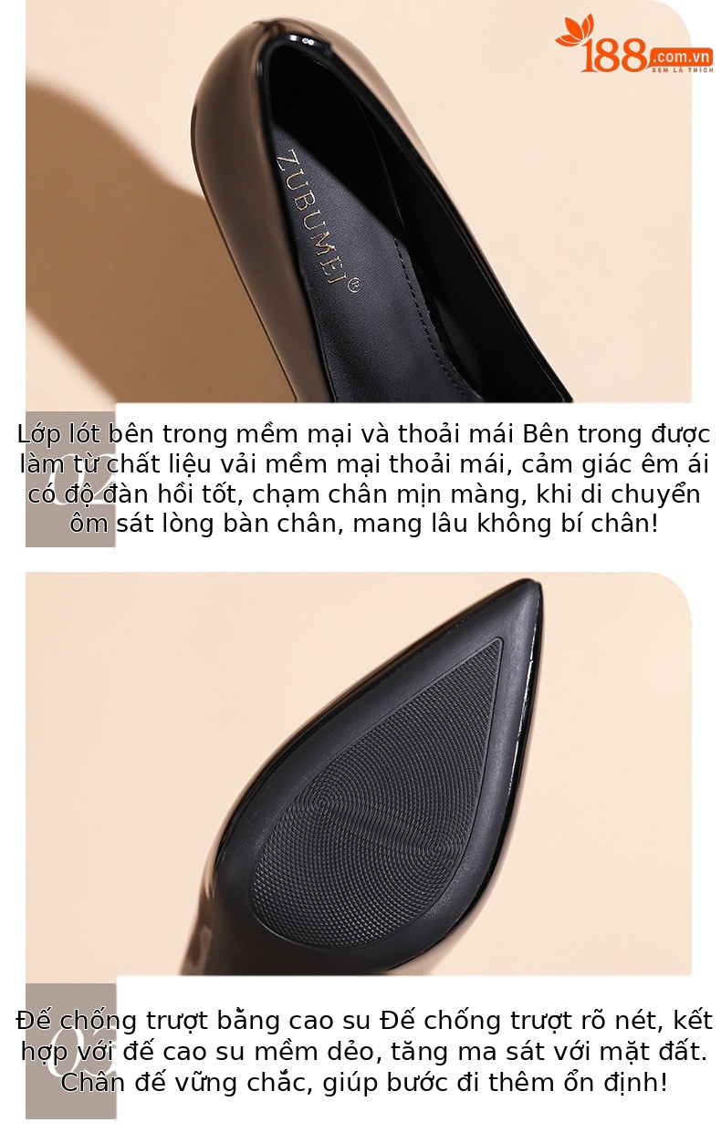 Giày cao gót nữ mũi nhọn đế xuồng, gót 10 cm, miệng nông thanh lịch — Khỏa thân-10cm chi tiết 5