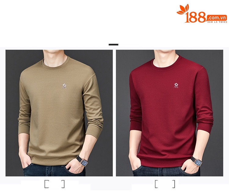 Áo thun nỉ cotton cổ tròn tay dài nam — màu xám đậm chi tiết 1
