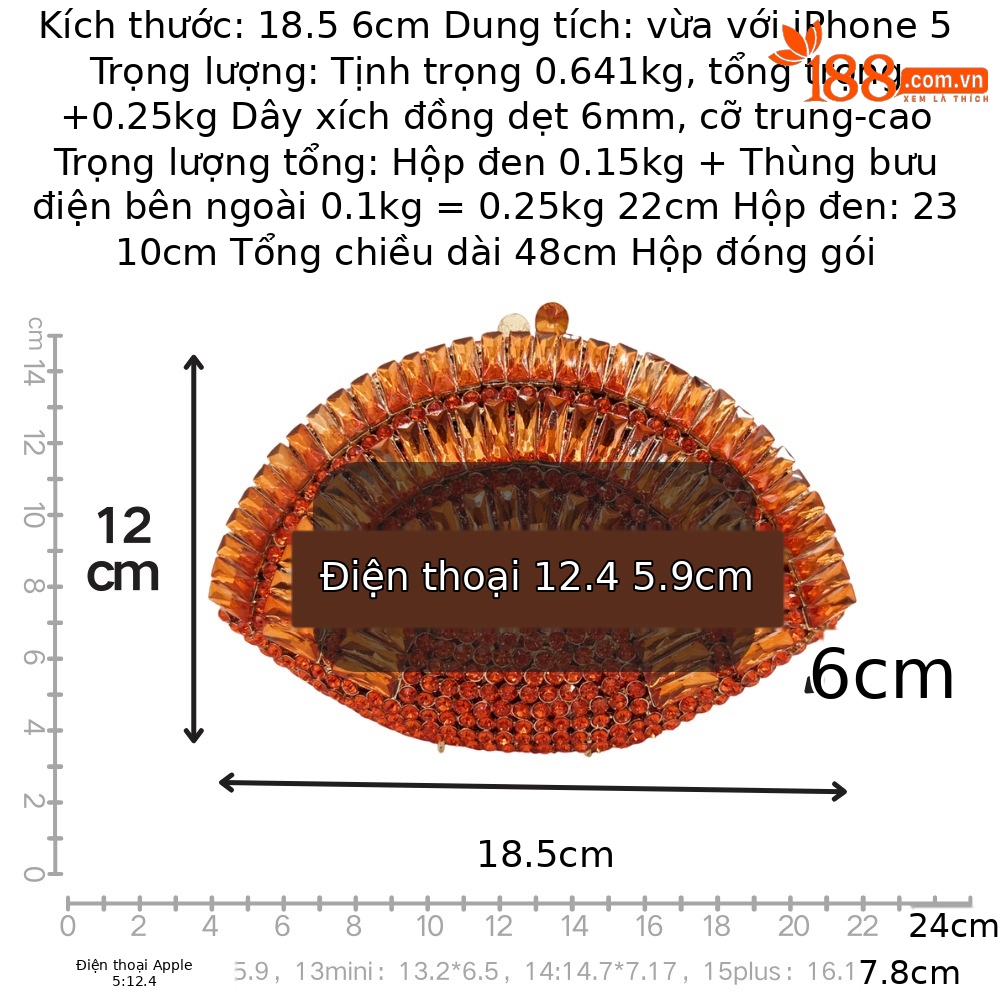 Túi clutch nữ đính pha lê kim cương sang trọng dự tiệc cưới — vàng, Bạc, màu tím, màu xanh lá cây chi tiết 6