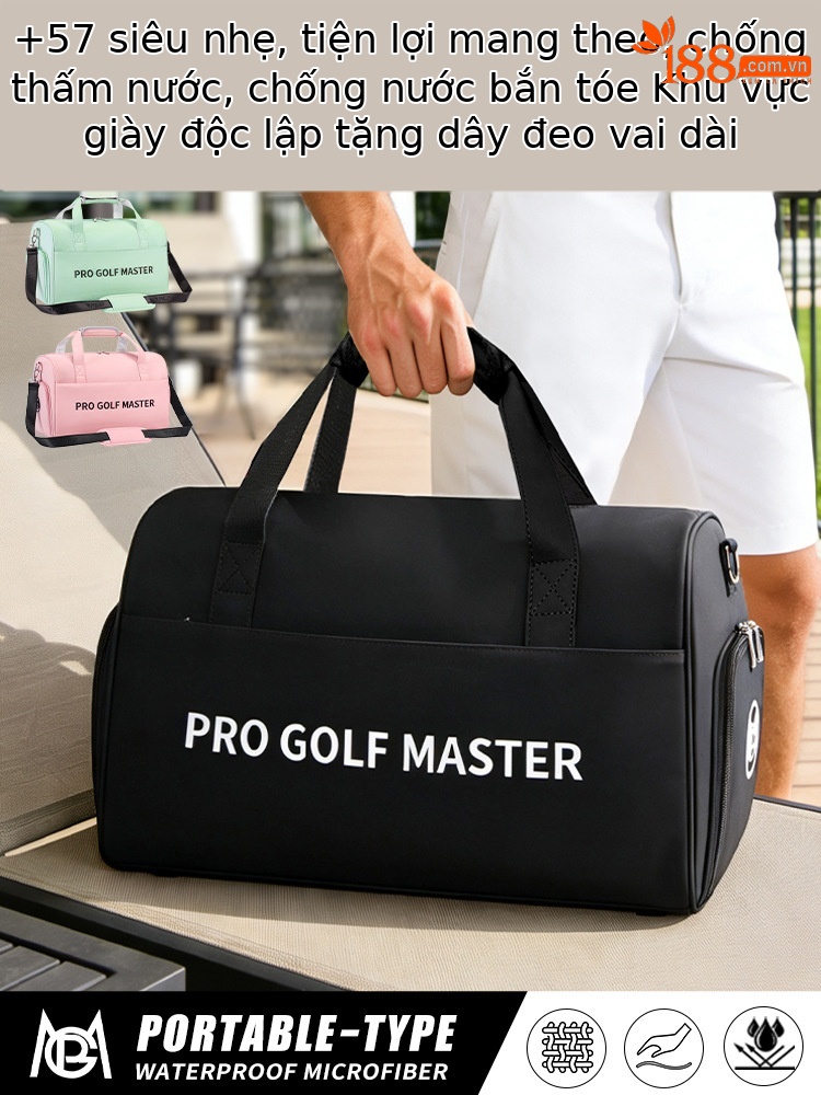 Túi golf PGM du lịch đeo chéo chống nước nhẹ, có ngăn giày riêng — Macaron Green [Siêu sợi chống thấm nước/khu vực giày độc lập/dây đeo vai dài miễn phí] YWB052, Bột Macaron [siêu sợi chống thấm nước/khu vực giày độc lập/dây đeo vai dài miễn phí] YWB052, Màu đen [siêu sợi chống thấm nước/khu vực giày độc lập/dây đeo vai dài miễn phí] YWB052