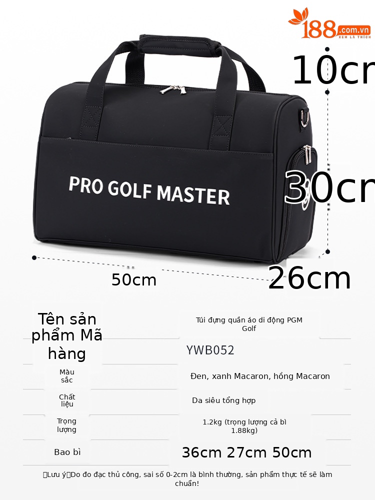 Túi golf PGM du lịch đeo chéo chống nước nhẹ, có ngăn giày riêng — Macaron Green [Siêu sợi chống thấm nước/khu vực giày độc lập/dây đeo vai dài miễn phí] YWB052, Bột Macaron [siêu sợi chống thấm nước/khu vực giày độc lập/dây đeo vai dài miễn phí] YWB052, Màu đen [siêu sợi chống thấm nước/khu vực giày độc lập/dây đeo vai dài miễn phí] YWB052