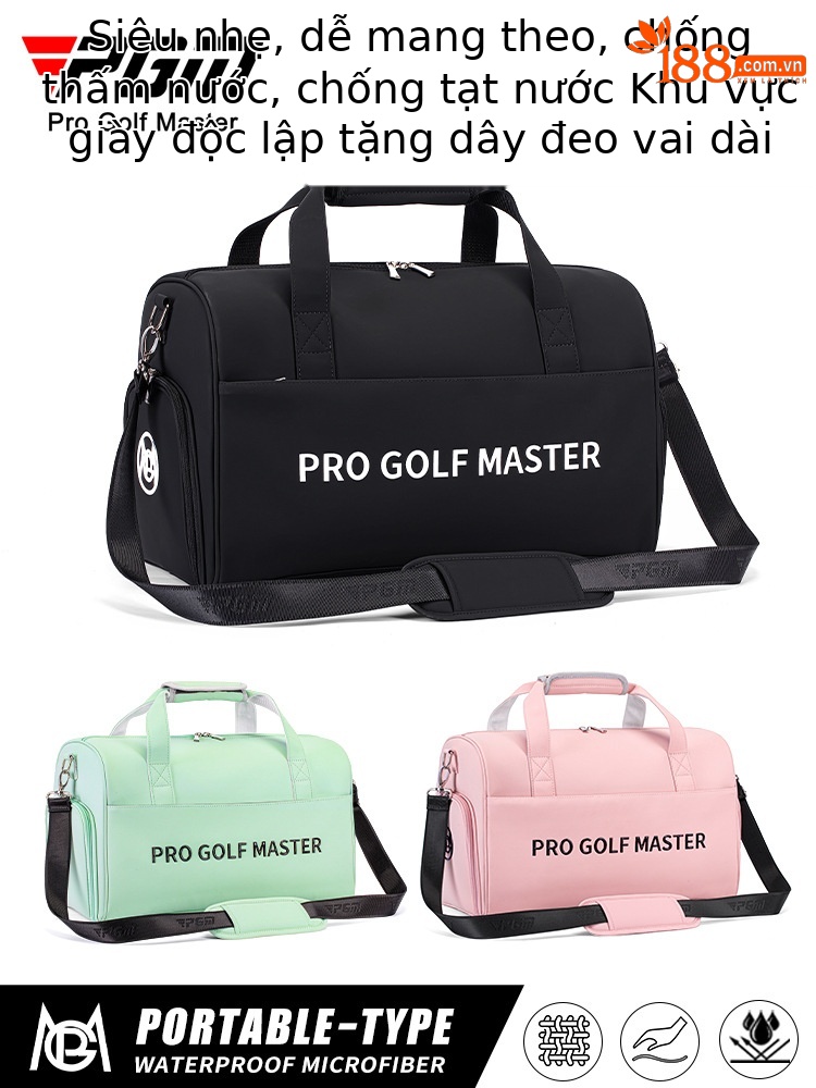 Túi golf PGM du lịch đeo chéo chống nước nhẹ, có ngăn giày riêng — Macaron Green [Siêu sợi chống thấm nước/khu vực giày độc lập/dây đeo vai dài miễn phí] YWB052, Bột Macaron [siêu sợi chống thấm nước/khu vực giày độc lập/dây đeo vai dài miễn phí] YWB052, Màu đen [siêu sợi chống thấm nước/khu vực giày độc lập/dây đeo vai dài miễn phí] YWB052
