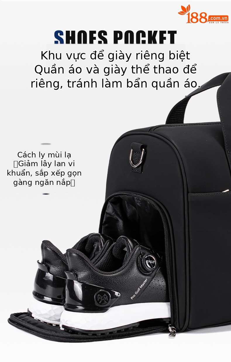 Túi golf PGM du lịch đeo chéo chống nước nhẹ, có ngăn giày riêng — Macaron Green [Siêu sợi chống thấm nước/khu vực giày độc lập/dây đeo vai dài miễn phí] YWB052, Bột Macaron [siêu sợi chống thấm nước/khu vực giày độc lập/dây đeo vai dài miễn phí] YWB052, Màu đen [siêu sợi chống thấm nước/khu vực giày độc lập/dây đeo vai dài miễn phí] YWB052 chi tiết 8