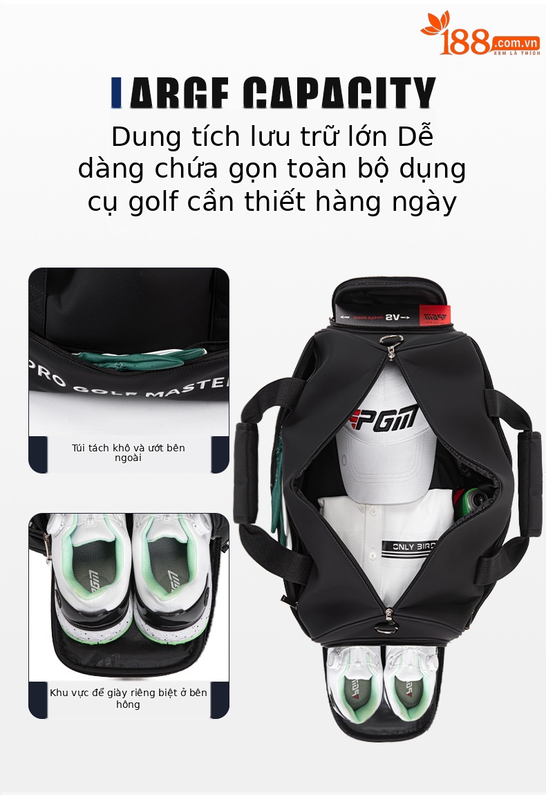 Túi golf PGM du lịch đeo chéo chống nước nhẹ, có ngăn giày riêng — Macaron Green [Siêu sợi chống thấm nước/khu vực giày độc lập/dây đeo vai dài miễn phí] YWB052, Bột Macaron [siêu sợi chống thấm nước/khu vực giày độc lập/dây đeo vai dài miễn phí] YWB052, Màu đen [siêu sợi chống thấm nước/khu vực giày độc lập/dây đeo vai dài miễn phí] YWB052 chi tiết 9