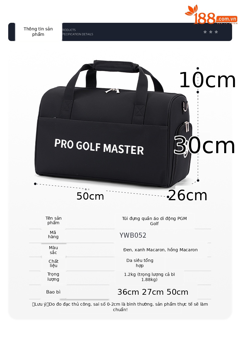 Túi golf PGM du lịch đeo chéo chống nước nhẹ, có ngăn giày riêng — Macaron Green [Siêu sợi chống thấm nước/khu vực giày độc lập/dây đeo vai dài miễn phí] YWB052, Bột Macaron [siêu sợi chống thấm nước/khu vực giày độc lập/dây đeo vai dài miễn phí] YWB052, Màu đen [siêu sợi chống thấm nước/khu vực giày độc lập/dây đeo vai dài miễn phí] YWB052 chi tiết 4