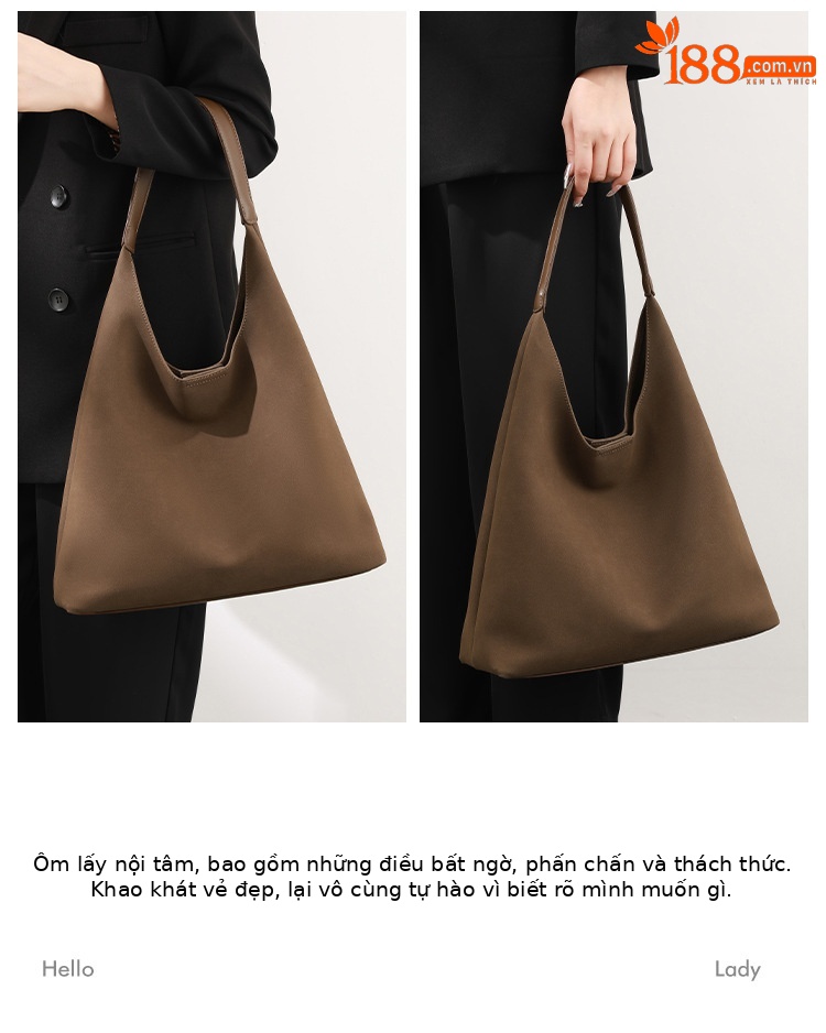 Túi tote da nubuck phong cách retro Hàn Quốc, dung tích lớn tiện lợi — Màu nâu sẫm, nhũ hương chi tiết 4