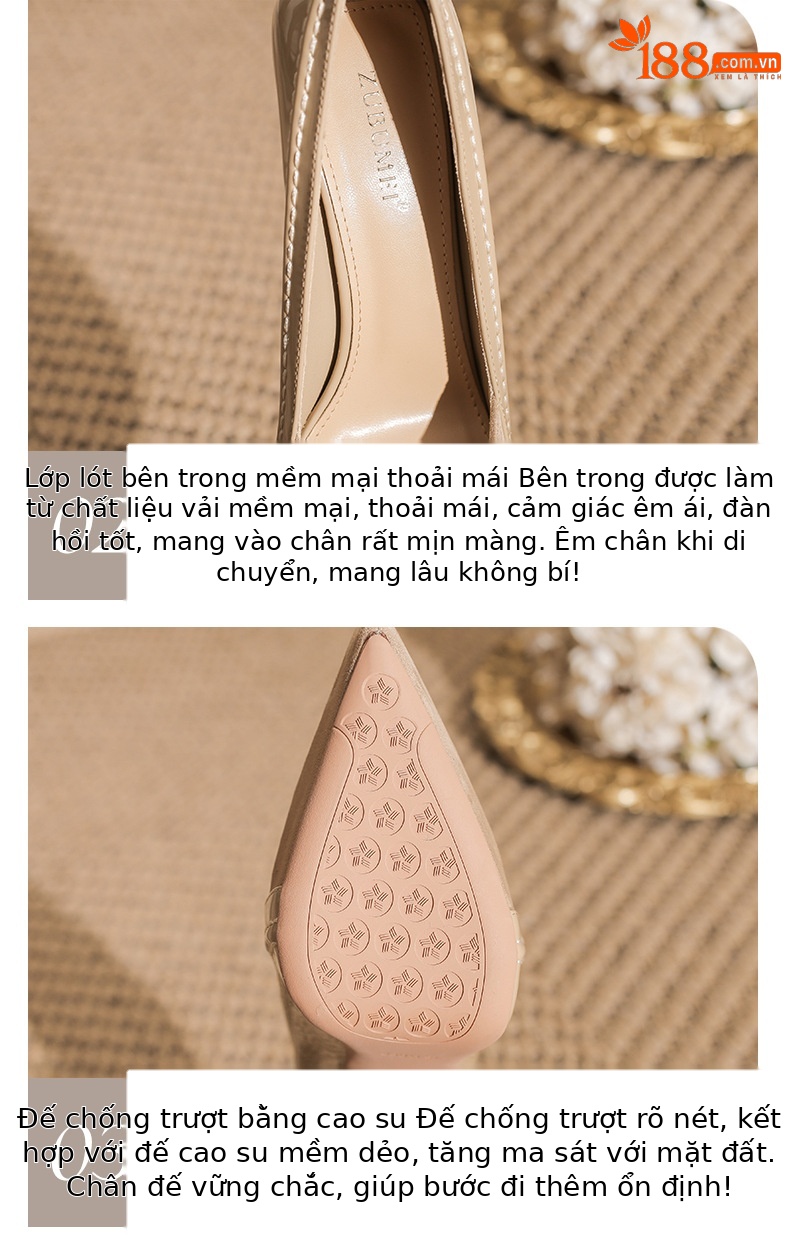 Giày cao gót mũi nhọn da lộn kiểu Pháp, miệng nông, đế chống nước — màu đen chi tiết 5