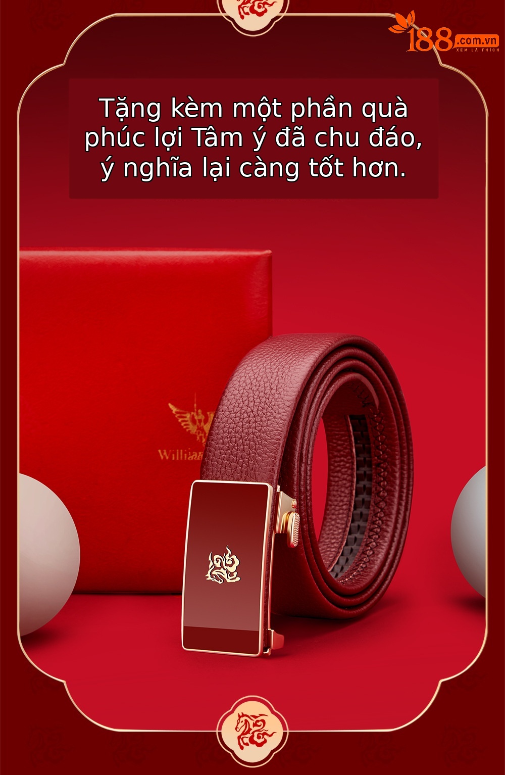 Thắt lưng da nam cao cấp Hoàng Đế Paul – da ngựa thật, khóa kim loại, nội đỏ may mắn — 120cm, 130cm, 110cm, 125cm chi tiết 5