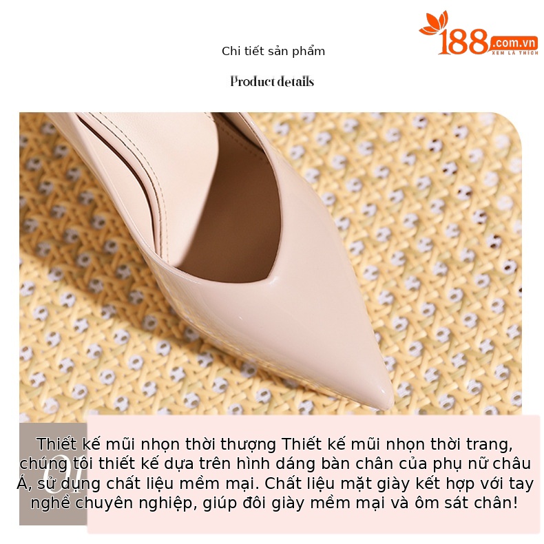 Giày cao gót nữ đế xuồng mũi nhọn kiểu lười — màu đen chi tiết 4