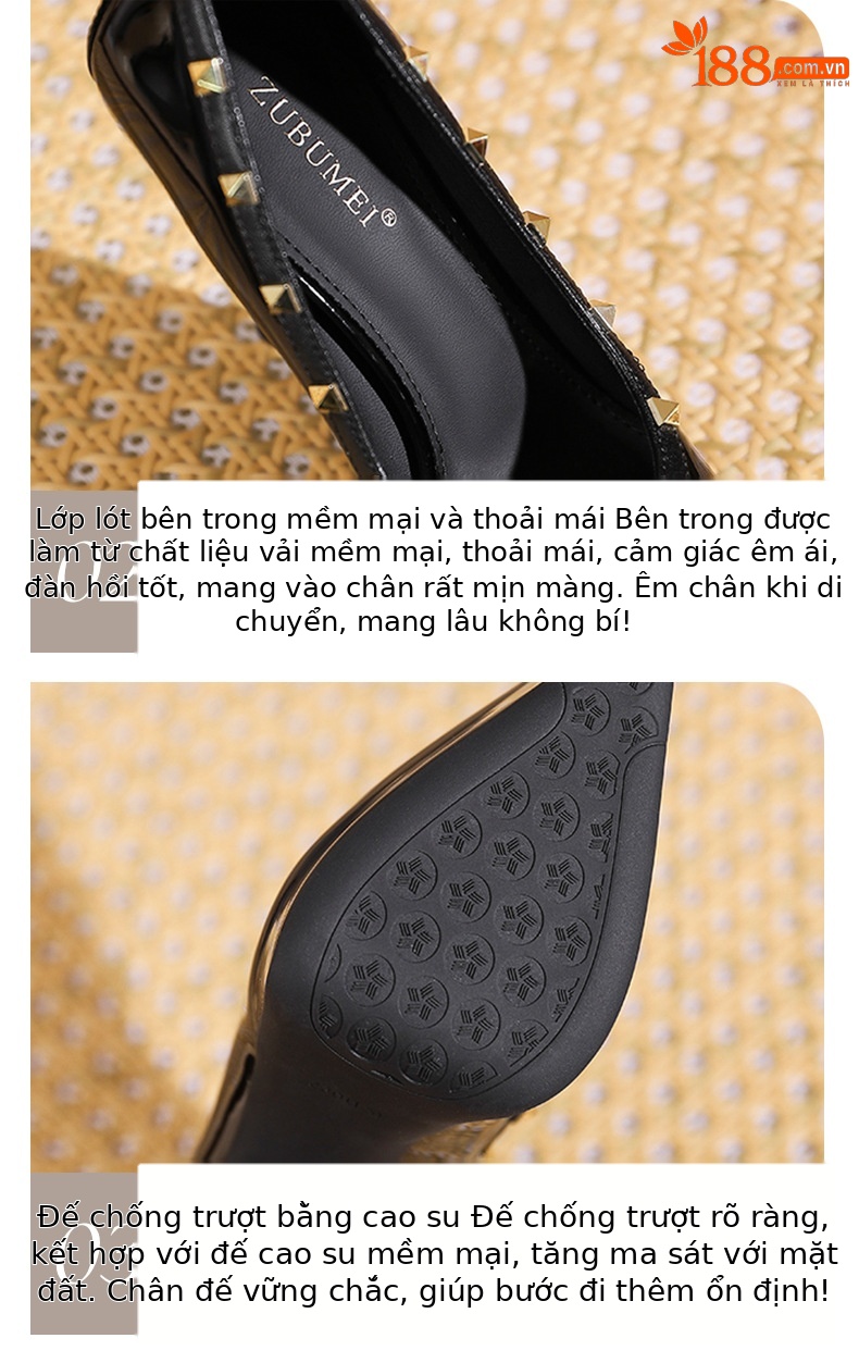 Giày lười nữ mũi nhọn đinh tán họa tiết da báo — in họa tiết da báo chi tiết 5