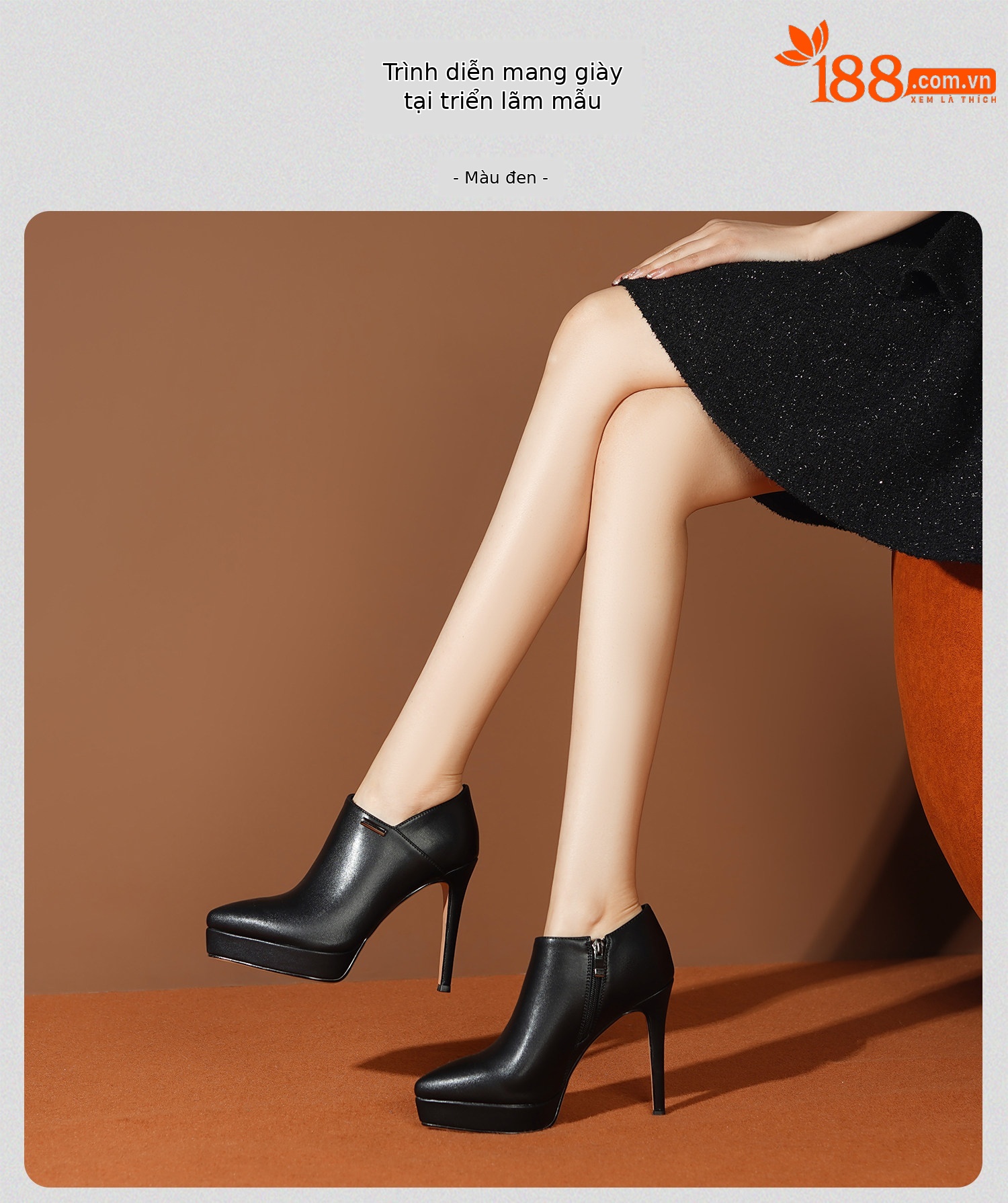 Boot cổ thấp nữ mũi nhọn gót siêu cao 8cm đế chống nước khóa kéo bên — Đen, Trắng chi tiết 18