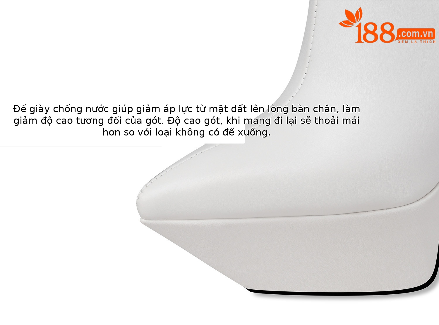 Boot cao gót nữ cổ thấp mũi nhọn đế platform chống nước — Trắng, Đen chi tiết 11