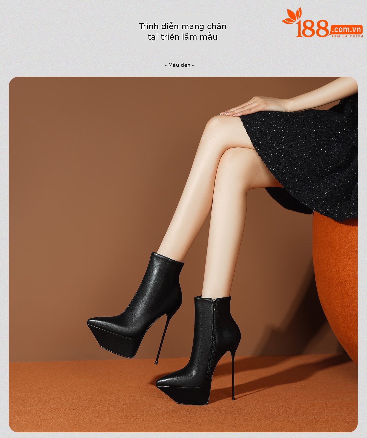 Boot cao gót nữ cổ thấp mũi nhọn đế platform chống nước — Trắng, Đen chi tiết 18