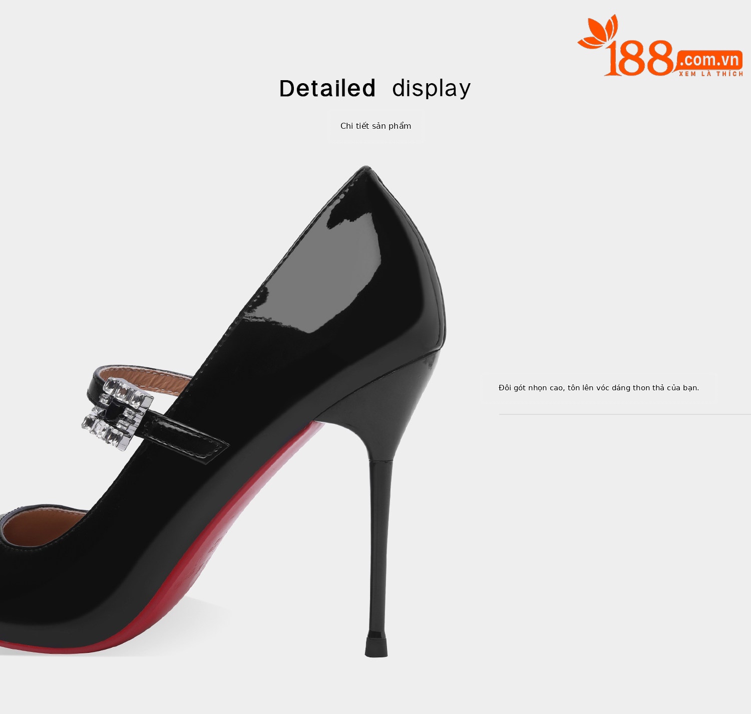 Giày Mary Jane Nữ Cao Gót Mũi Nhọn Đế Đỏ Da Bóng Quai Ngang Khóa Cài — Đen chi tiết 8