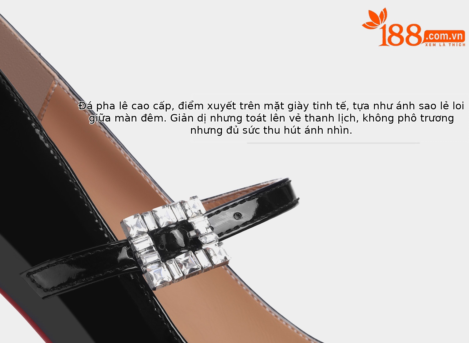 Giày Mary Jane Nữ Cao Gót Mũi Nhọn Đế Đỏ Da Bóng Quai Ngang Khóa Cài — Đen chi tiết 10
