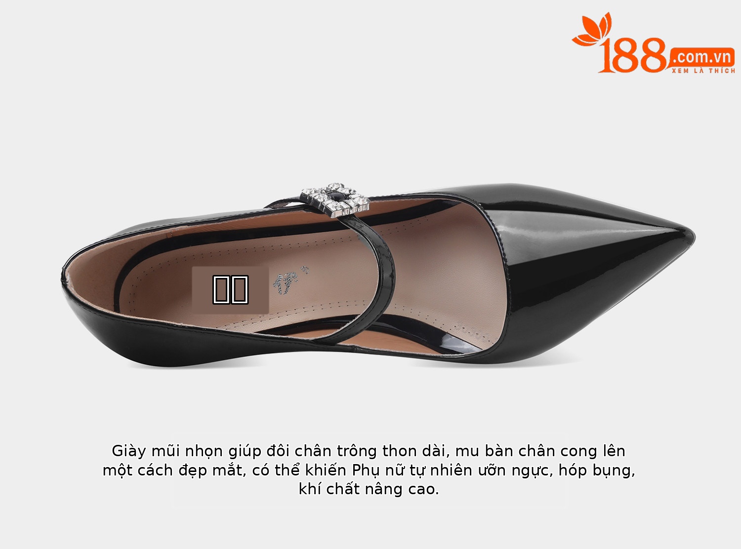 Giày Mary Jane Nữ Cao Gót Mũi Nhọn Đế Đỏ Da Bóng Quai Ngang Khóa Cài — Đen chi tiết 11