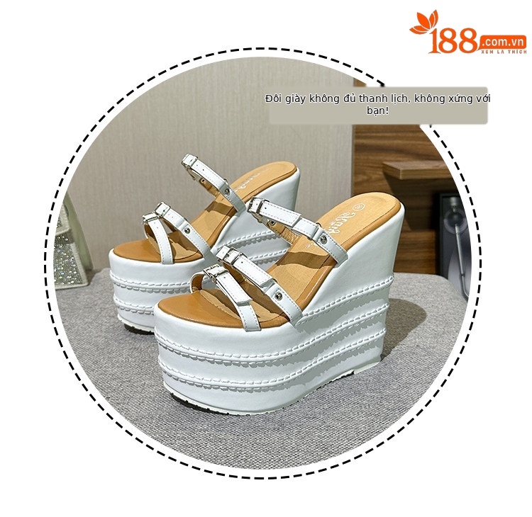 Dép sandal nữ quai chữ V đế xuồng EVA dày, tăng chiều cao, đi ngoài trời mùa hè — Các mặt hàng 10cm được làm theo yêu cầu sẽ không được trả lại và không thể trao đổi. Vui lòng ghi rõ màu sắc trong ghi chú đơn hàng., Các mặt hàng 12cm được sản xuất theo yêu cầu không được trả lại và không được trao đổi., Trắng, đen chi tiết 3