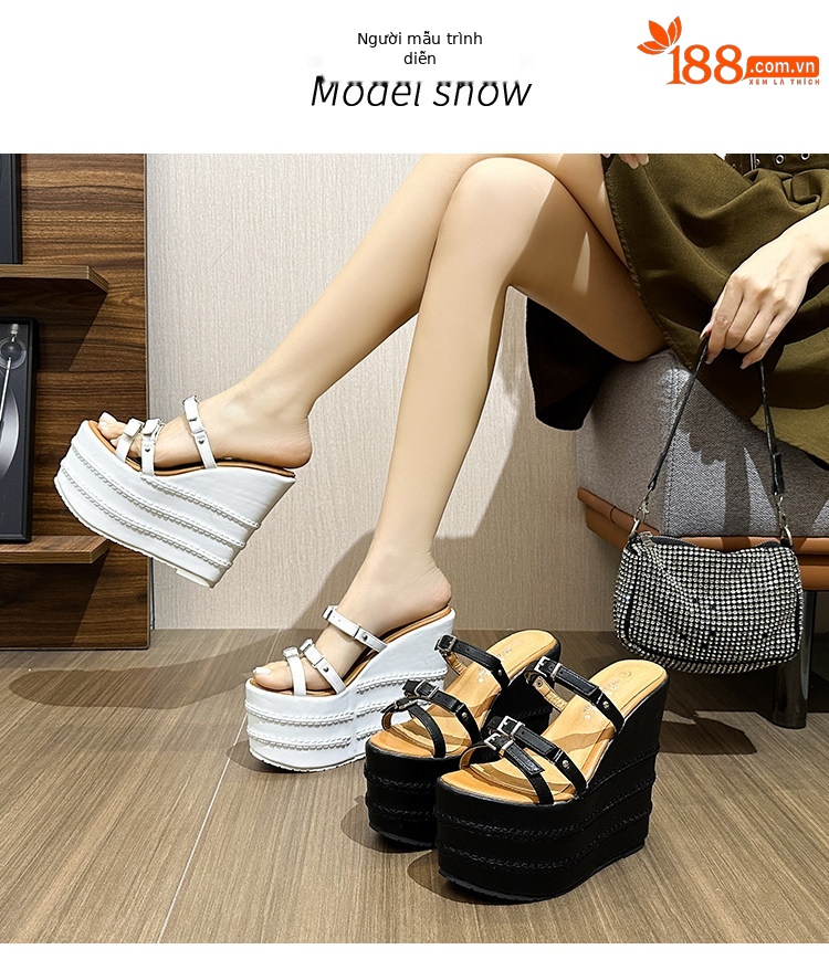 Dép sandal nữ quai chữ V đế xuồng EVA dày, tăng chiều cao, đi ngoài trời mùa hè — Các mặt hàng 10cm được làm theo yêu cầu sẽ không được trả lại và không thể trao đổi. Vui lòng ghi rõ màu sắc trong ghi chú đơn hàng., Các mặt hàng 12cm được sản xuất theo yêu cầu không được trả lại và không được trao đổi., Trắng, đen chi tiết 9