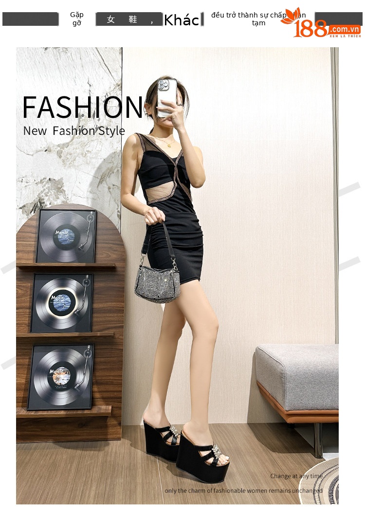 Dép xỏ ngón nữ đế xuồng EVA siêu nhẹ, tăng chiều cao, chống trơn trượt — Các mặt hàng 12cm được làm theo yêu cầu sẽ không được trả lại và không thể trao đổi. Vui lòng ghi rõ màu sắc trong ghi chú đơn hàng., Trắng 15cm, Đen 15cm chi tiết 1