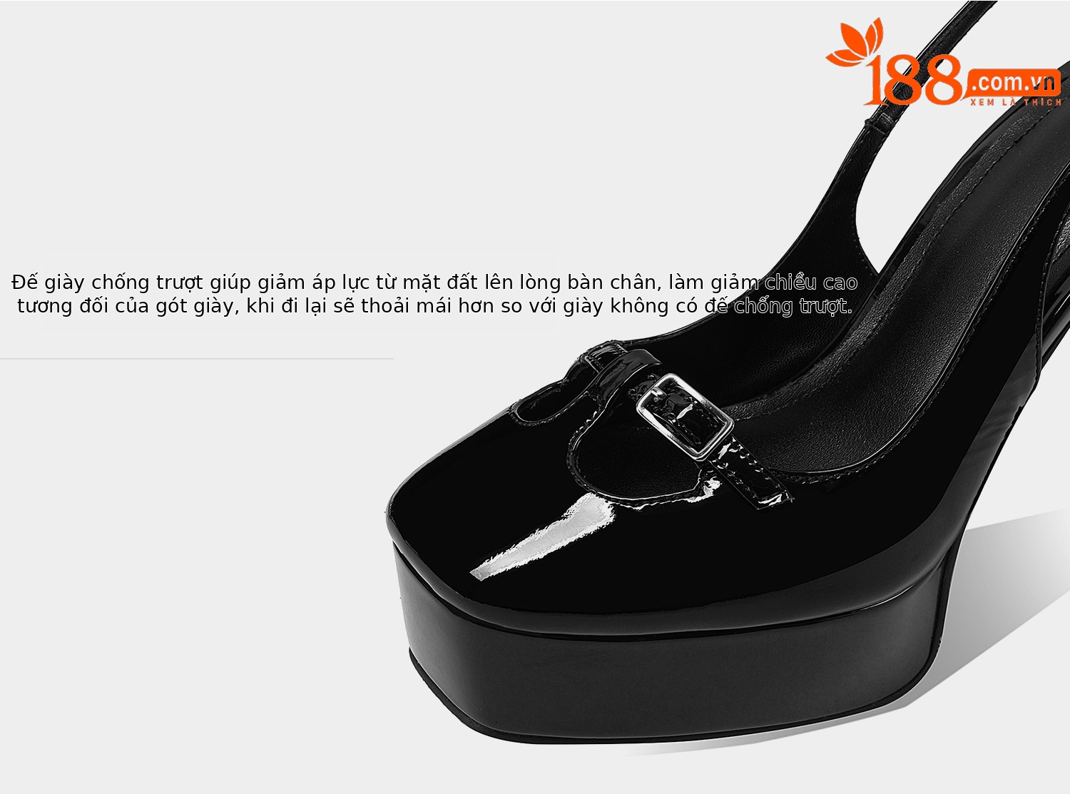 Sandal cao gót nữ mũi vuông đế xuồng chống nước — Đen, Trắng chi tiết 11