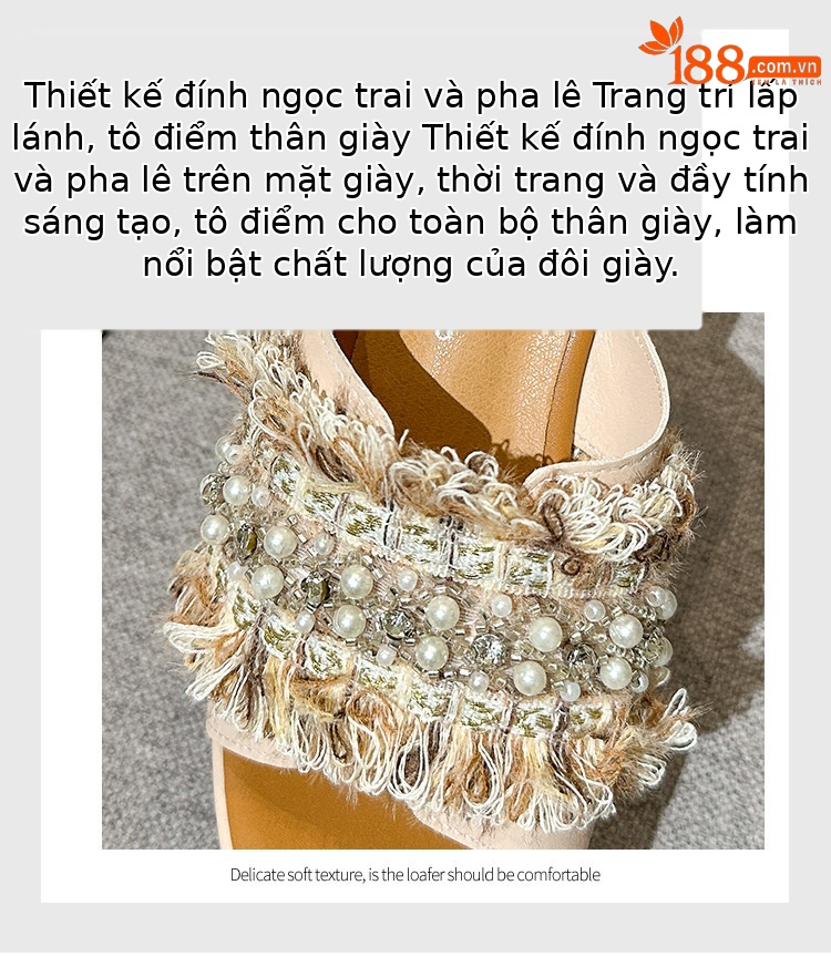 Dép xỏ ngón nữ đế xuồng đính ngọc trai phong cách thời trang — Các mặt hàng 10cm được làm theo yêu cầu sẽ không được trả lại và không thể trao đổi., Các mặt hàng 12cm được sản xuất theo yêu cầu không được trả lại và không được trao đổi., Mơ 15cm