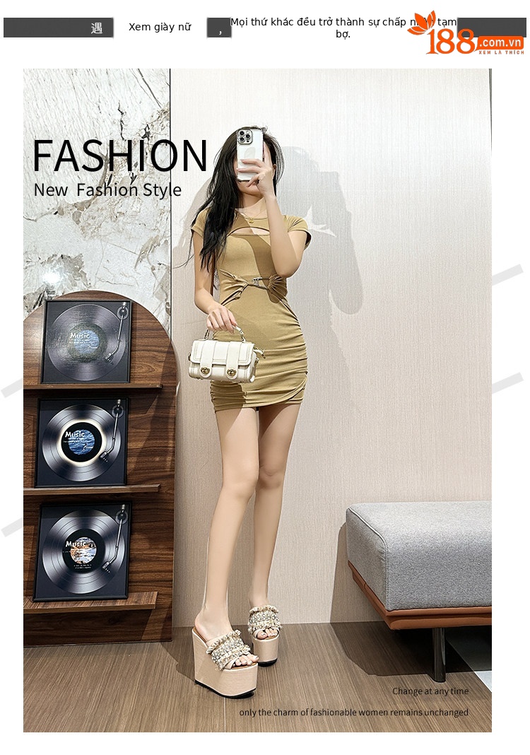 Dép xỏ ngón nữ đế xuồng đính ngọc trai phong cách thời trang — Các mặt hàng 10cm được làm theo yêu cầu sẽ không được trả lại và không thể trao đổi., Các mặt hàng 12cm được sản xuất theo yêu cầu không được trả lại và không được trao đổi., Mơ 15cm chi tiết 1