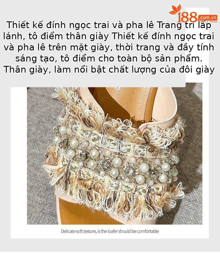 Dép xỏ ngón nữ đế xuồng đính ngọc trai phong cách thời trang — Các mặt hàng 10cm được làm theo yêu cầu sẽ không được trả lại và không thể trao đổi., Các mặt hàng 12cm được sản xuất theo yêu cầu không được trả lại và không được trao đổi., Mơ 15cm chi tiết 4