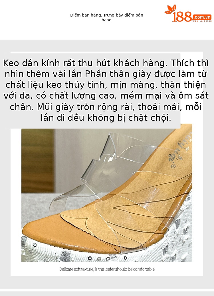 Dép cao gót nữ đế xuồng 15 cm, slip-on sequin trong suốt, chống trơn trượt — Các mặt hàng 10cm được làm theo yêu cầu sẽ không được trả lại và không thể trao đổi., Các mặt hàng 12cm được sản xuất theo yêu cầu không được trả lại và không được trao đổi., Trắng chi tiết 4