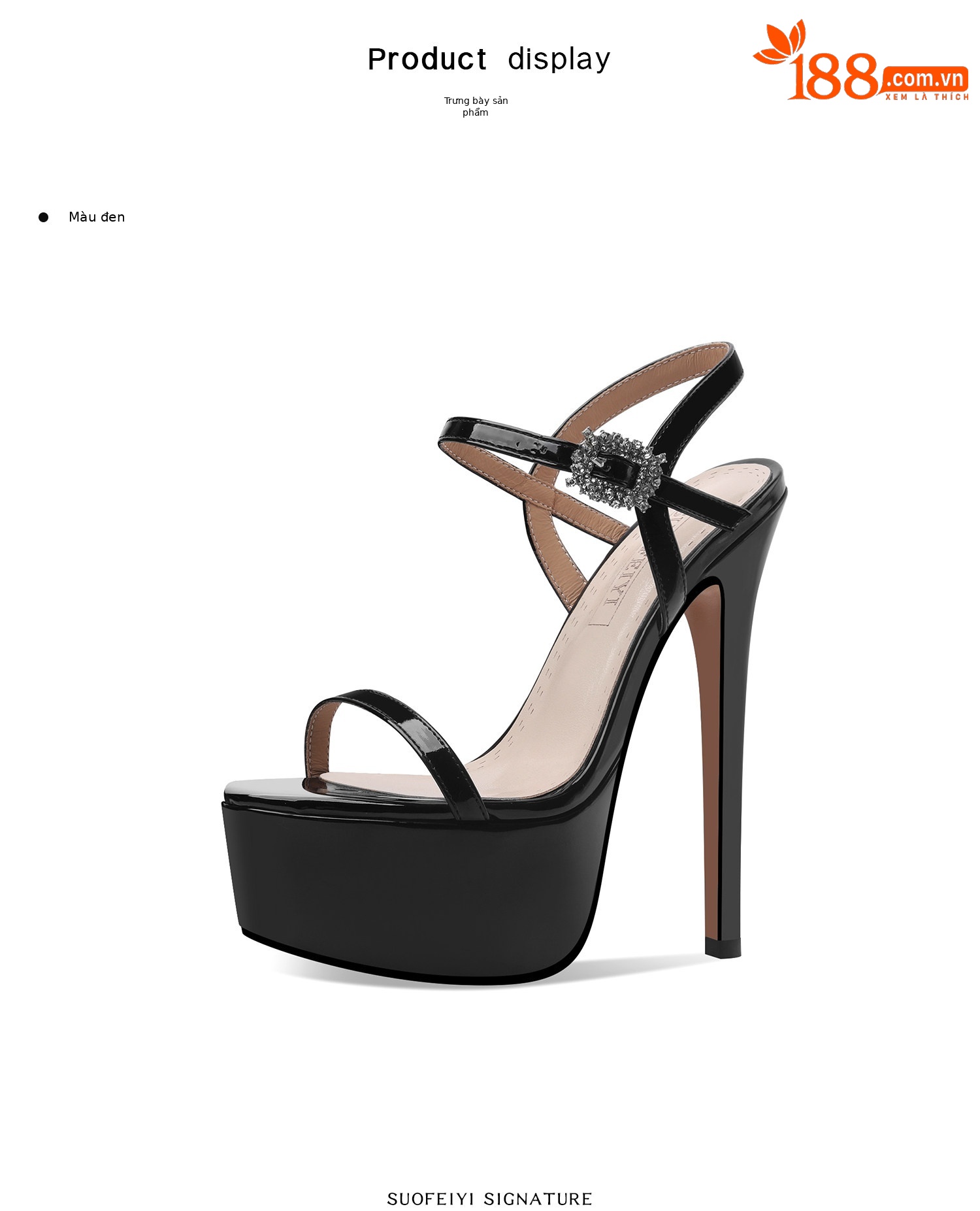 Sandal cao gót nữ mũi nhọn quai mảnh đế dày platform gót 12-15 cm — Đen Cao Gót 12cm, Mơ Cao Gót 12cm, Đen Cao Gót 13cm, Mơ Cao Gót 13cm chi tiết 2