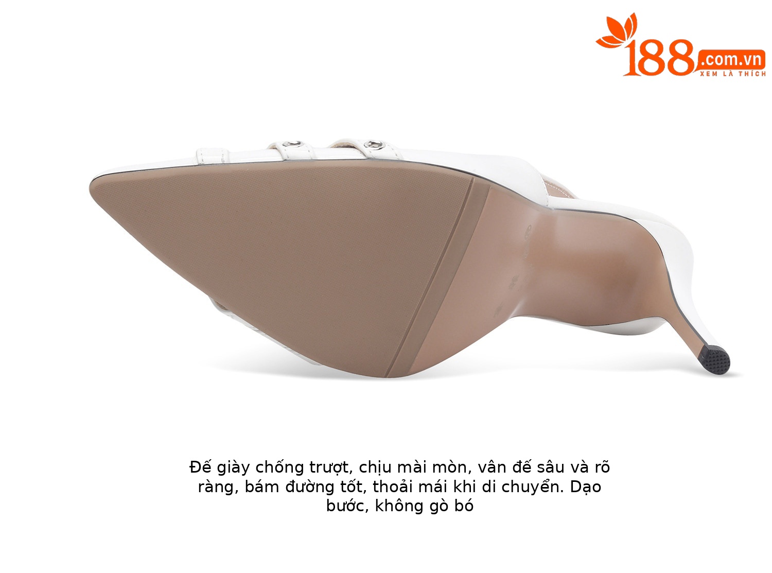 Sandal cao gót mũi nhọn bít đinh tán da bóng phong cách châu Âu — Đen, Trắng chi tiết 13