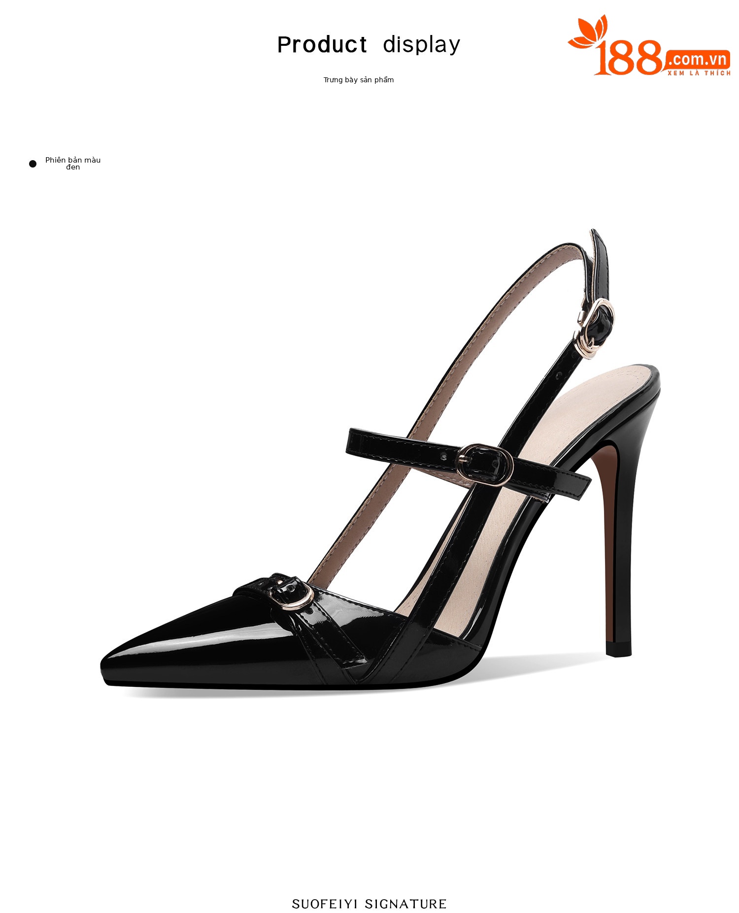 Sandal cao gót mũi nhọn quai mảnh kiểu Pháp — Đen, Mơ chi tiết 2